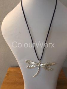 Dragonfly necklace on Navy leather cord £9.95