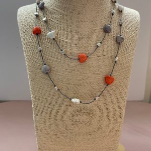 Orange & Grey Heart Necklace