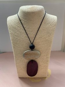 Purple & Grey Wooden Drop Pendant
