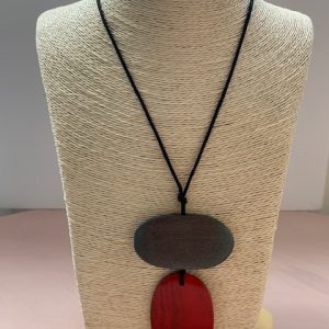 Red & Grey Wooden Pendant