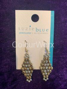 Silver & Gold diamond shaped earrings