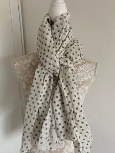 Cotton Scarf Cream with Grey spots